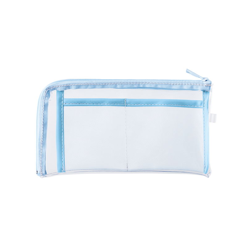 MARKLESS STYLE メッシュポケットクリアロングポーチ ライトブルー TP-0041-034 1個（ご注文単位1個）【直送品】