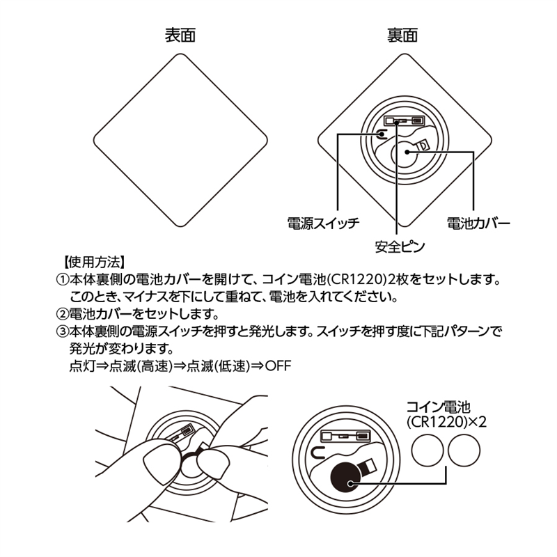 MARKLESS STYLE ライティングバッジ ひし形 TX-0006-004 1個(ご注文単位1個)【直送品】