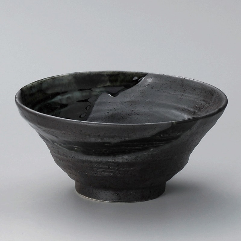 金正陶器 黒結晶緑流17㎝たもり鉢 1個(ご注文単位1個)【直送品】