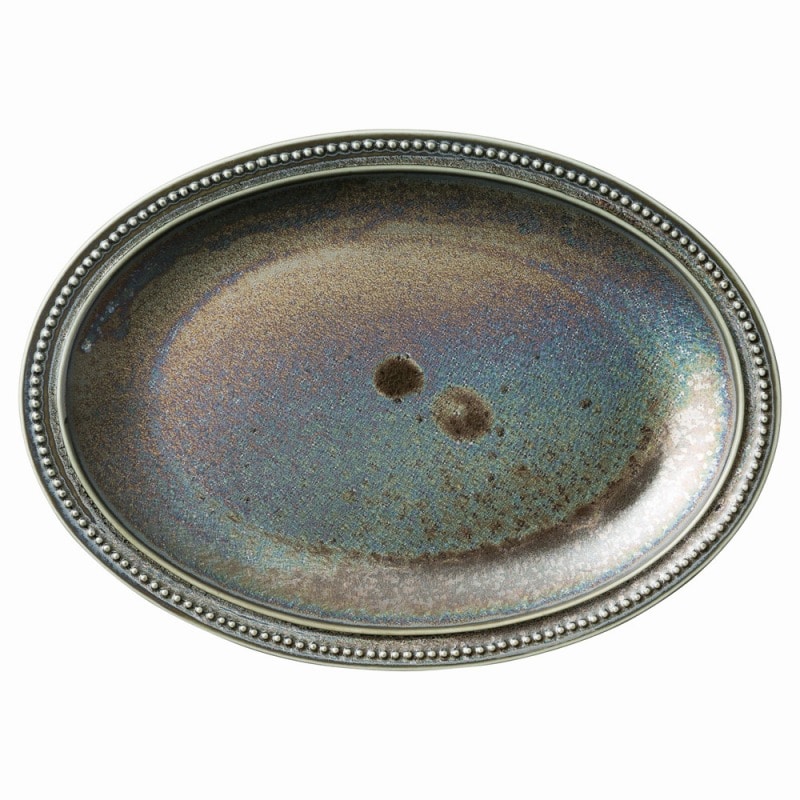 金正陶器 窯彩27㎝楕円皿 1個(ご注文単位1個)【直送品】