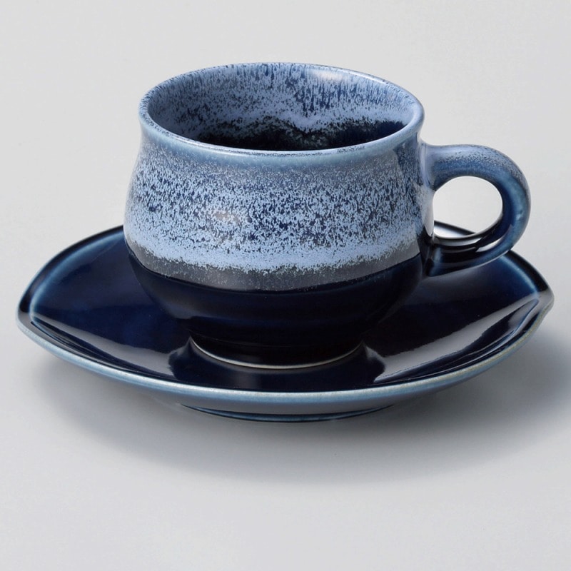 金正陶器 紺流しコーヒー受皿 1個 ※ソーサー単品のみ(ご注文単位1個)【直送品】