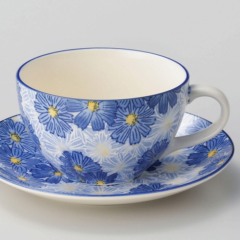 金正陶器 華々ブルーコーヒー碗 1個 ※カップ単品のみ(ご注文単位1個)【直送品】
