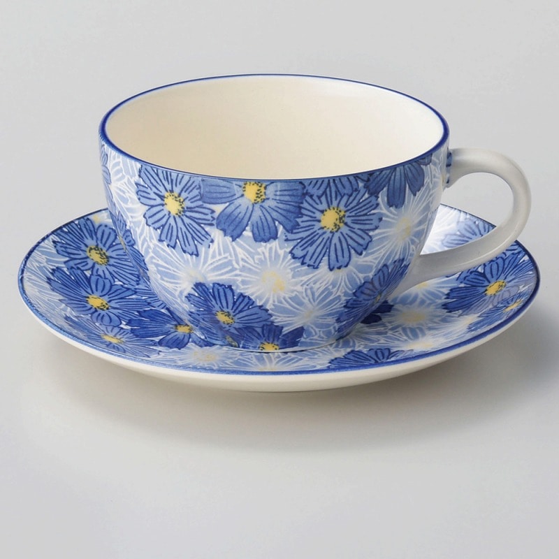 金正陶器 華々ブルーコーヒー皿 1個 ※ソーサー単品のみ(ご注文単位1個)【直送品】
