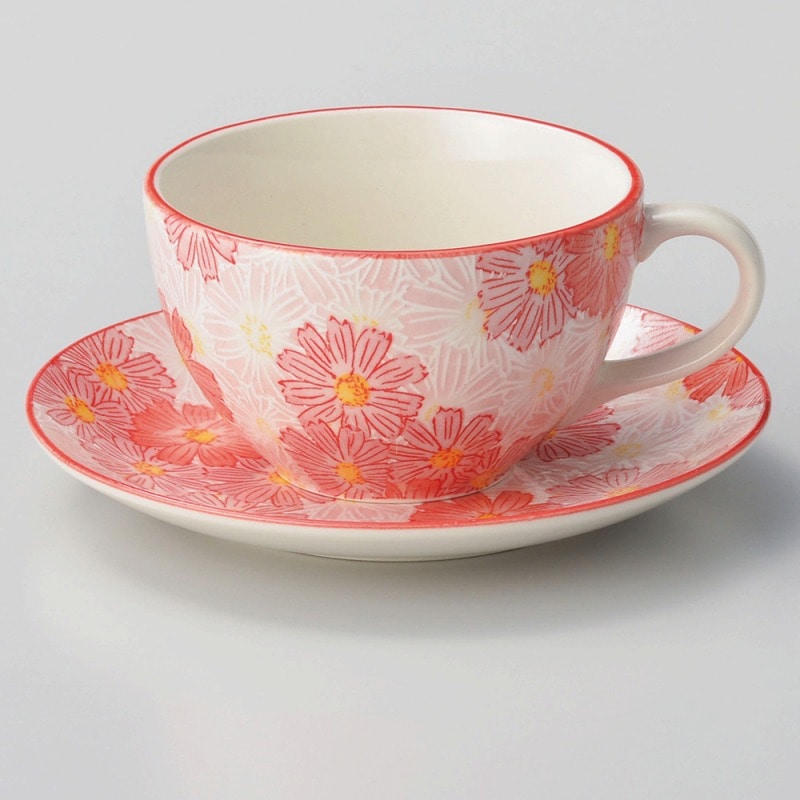 金正陶器 華々ピンクコーヒー皿 1個 ※ソーサー単品のみ(ご注文単位1個)【直送品】