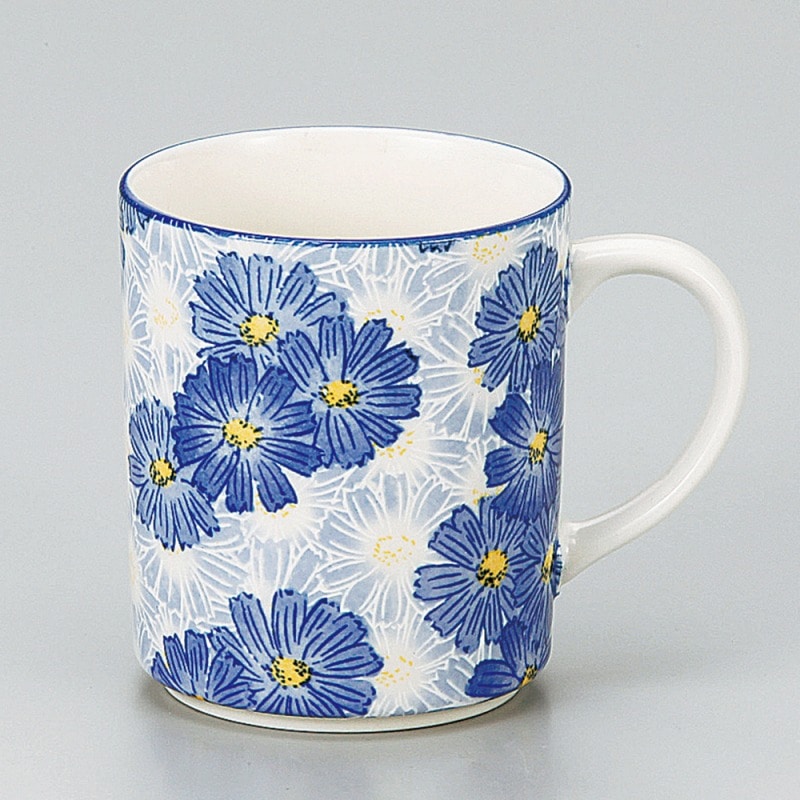 金正陶器 華々ブルー切立マグ 1個(ご注文単位1個)【直送品】