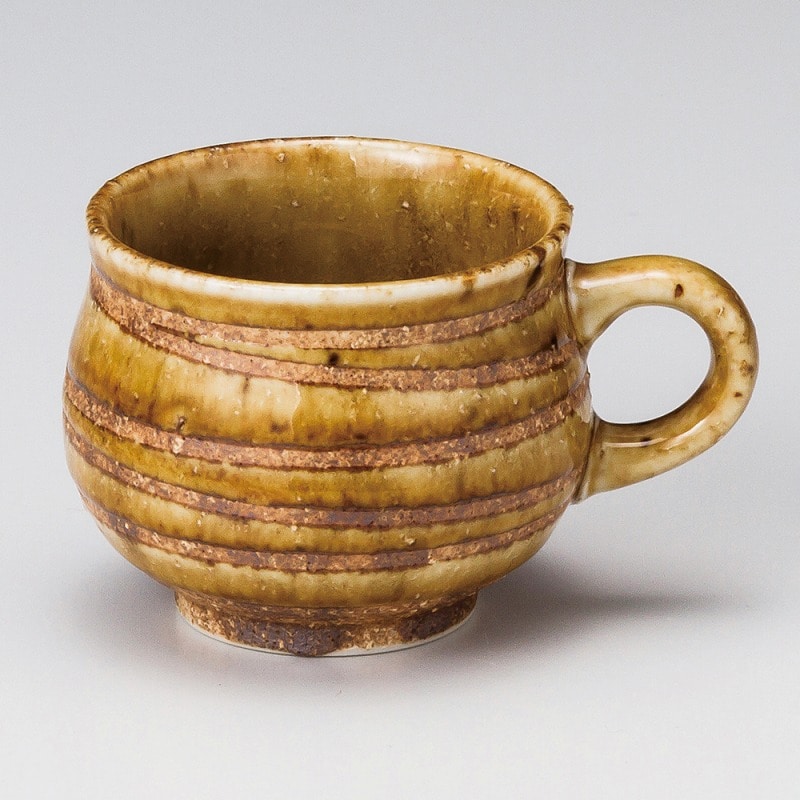 金正陶器 厚口コーヒーマグ薄茶渦 1個(ご注文単位1個)【直送品】