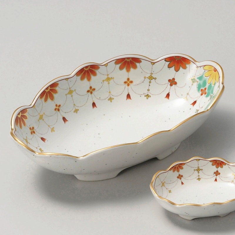 金正陶器 錦瓔珞楕円刺身 1個(ご注文単位1個)【直送品】