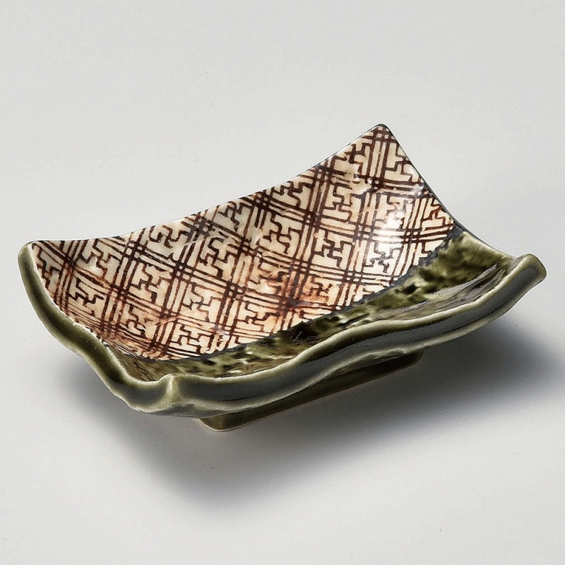 金正陶器 格子織部千代口 1個(ご注文単位1個)【直送品】