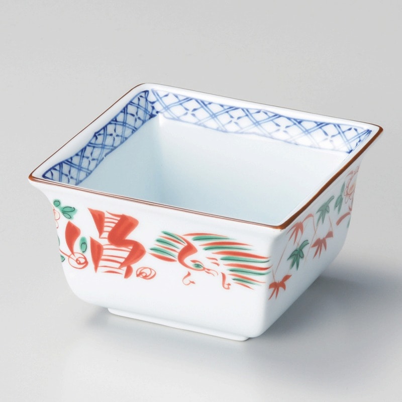 金正陶器 赤絵花鳥角小鉢 1個(ご注文単位1個)【直送品】