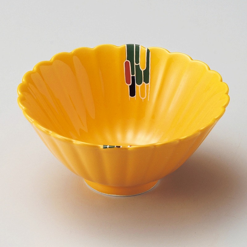 金正陶器 黄釉三彩菊形小鉢 1個(ご注文単位1個)【直送品】