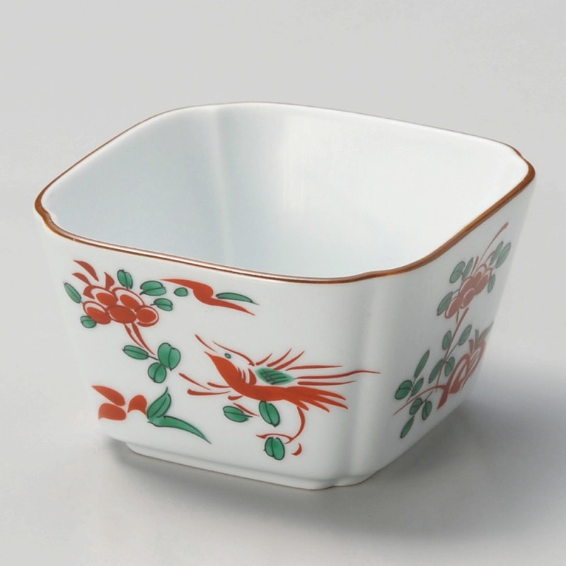 金正陶器 赤絵花鳥入角小鉢 1個(ご注文単位1個)【直送品】