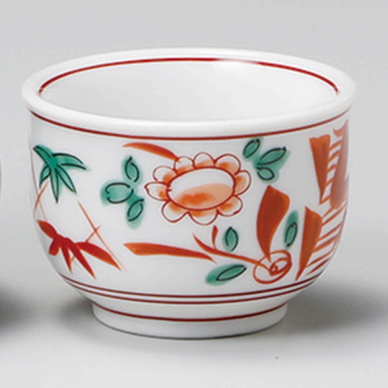 金正陶器 赤絵花鳥丸ぐい呑 1個(ご注文単位1個)【直送品】