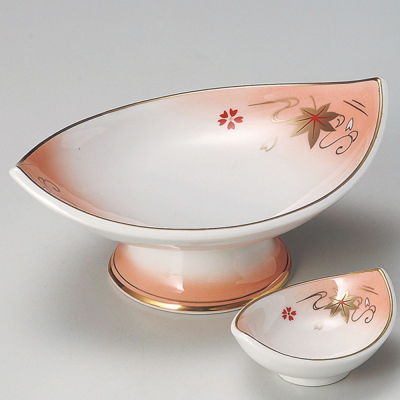 金正陶器 オレンジ吹舟型高台刺身鉢 1個(ご注文単位1個)【直送品】