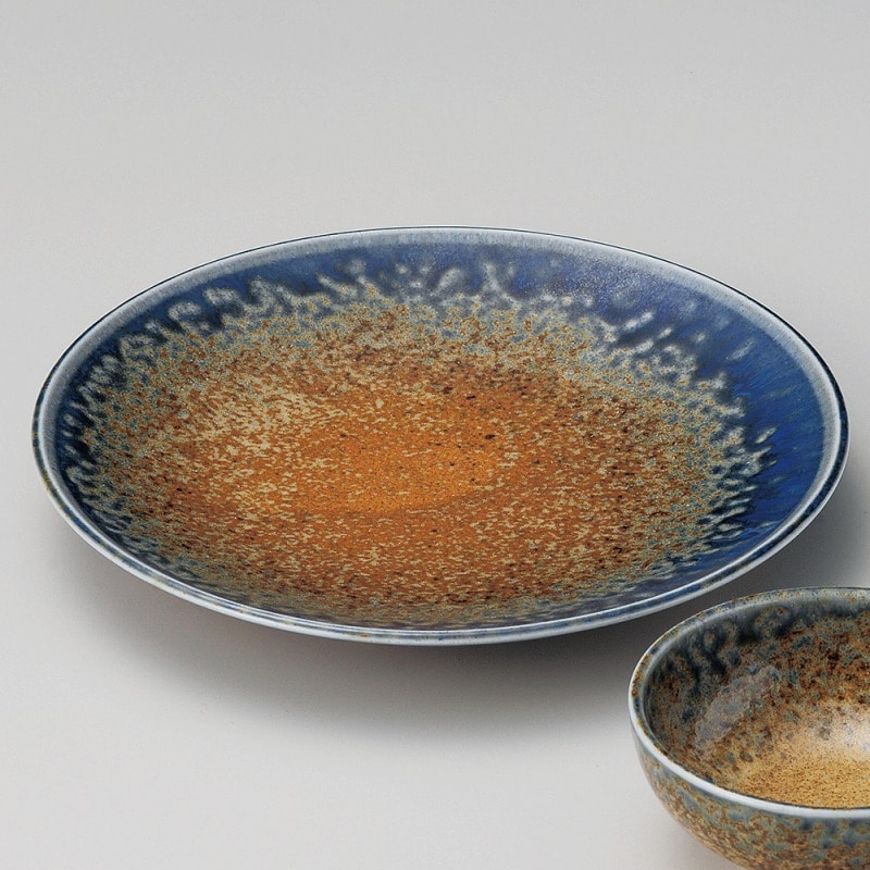 金正陶器 藍流し青炎丸7.0皿 1個(ご注文単位1個)【直送品】
