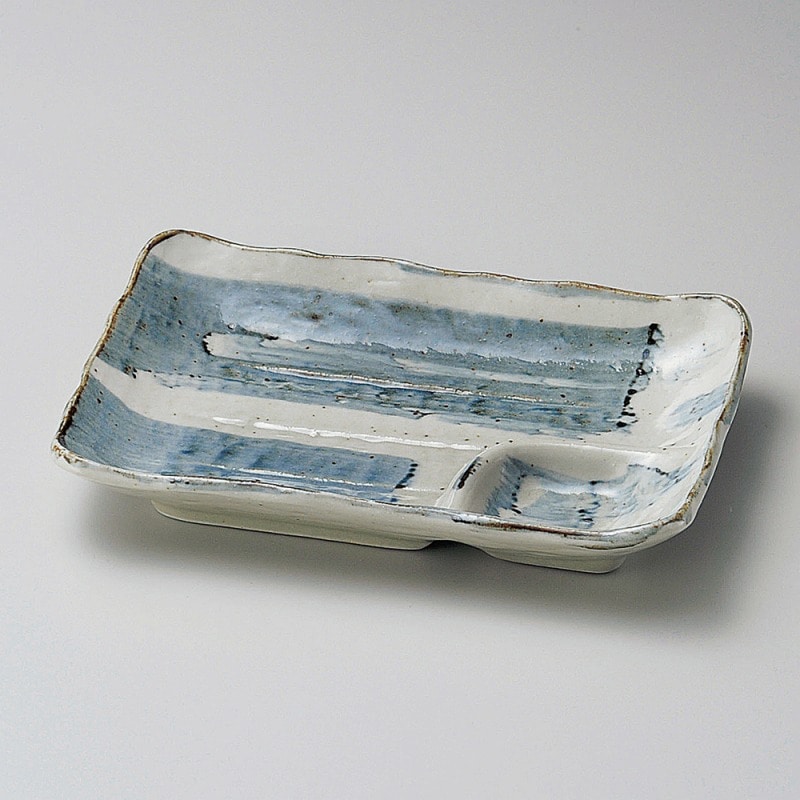 金正陶器 藍染仕切付刺身皿(小) 1個(ご注文単位1個)【直送品】