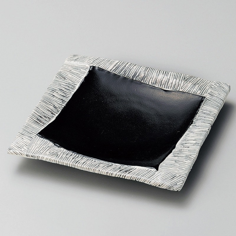 金正陶器 黒織部四辺筋皿 1個(ご注文単位1個)【直送品】