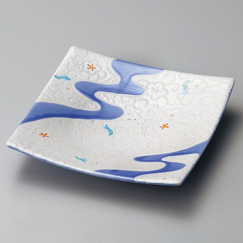 金正陶器 ブルー流水正角前菜皿 1個(ご注文単位1個)【直送品】