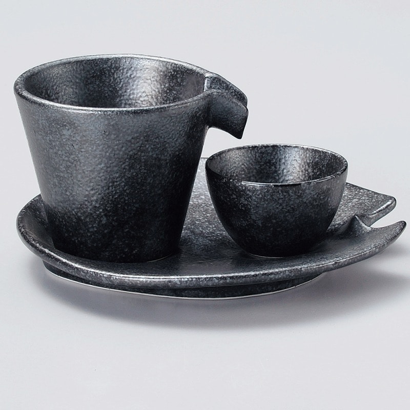 金正陶器 銀黒いらっしゃいませの皿 1個(ご注文単位1個)【直送品】