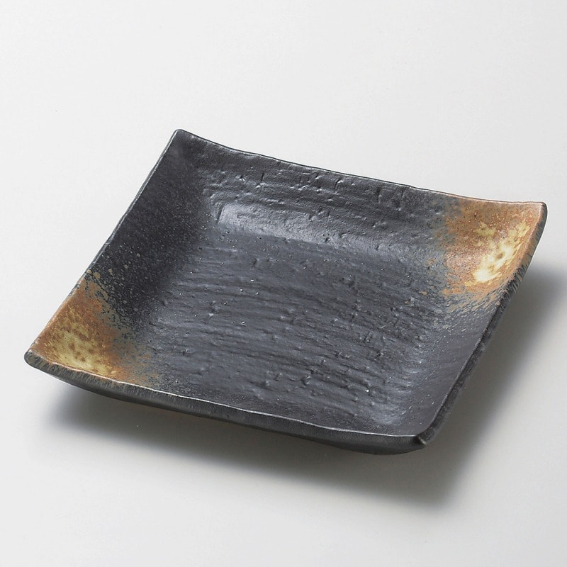 金正陶器 黒備前正角中皿 1個（ご注文単位1個）【直送品】