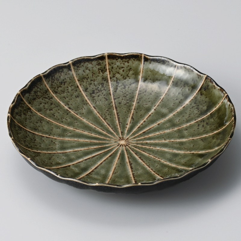 金正陶器 深緑十草菊型7.5皿 1個(ご注文単位1個)【直送品】