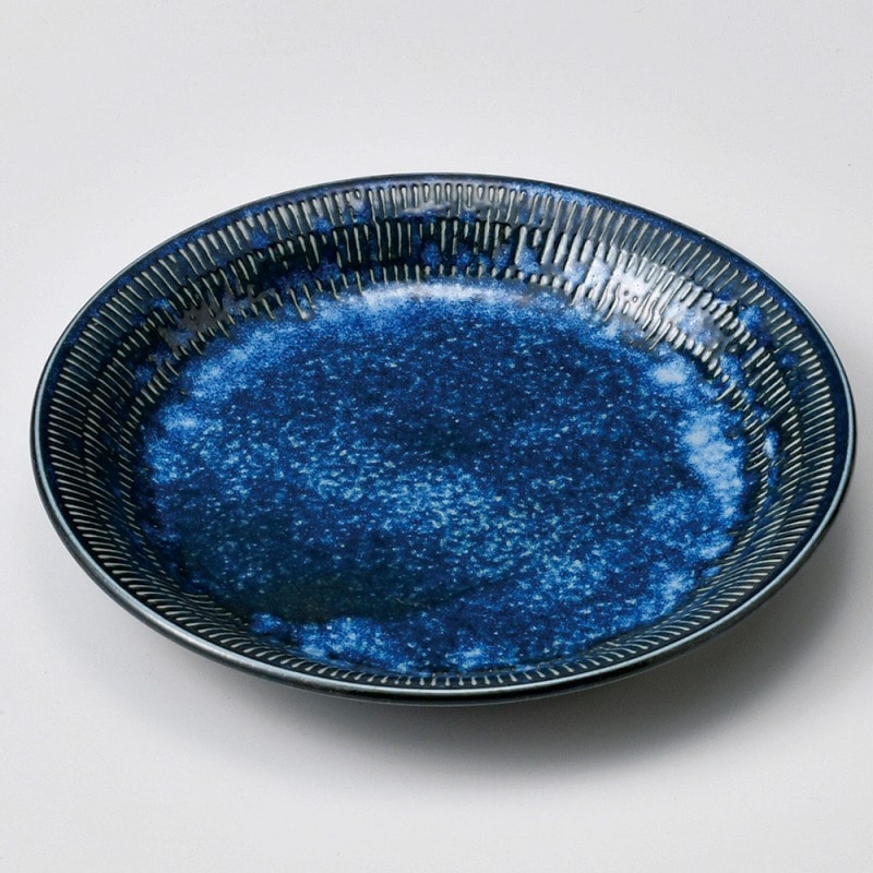 金正陶器 窯変紺トチリ16㎝プレート 1個(ご注文単位1個)【直送品】