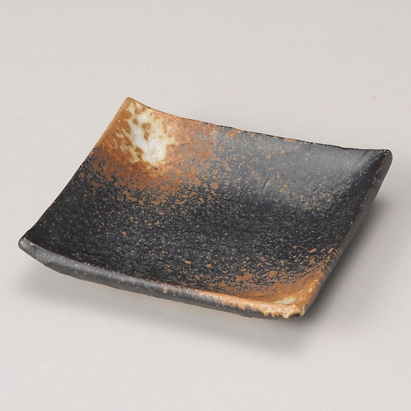 金正陶器 黒備前正角小皿 1個(ご注文単位1個)【直送品】