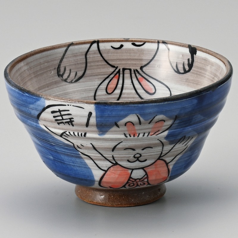 金正陶器 粉引うさぎ(青)茶碗 1個(ご注文単位1個)【直送品】