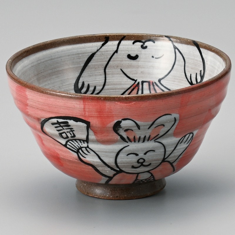 金正陶器 粉引うさぎ(赤)茶碗 1個(ご注文単位1個)【直送品】