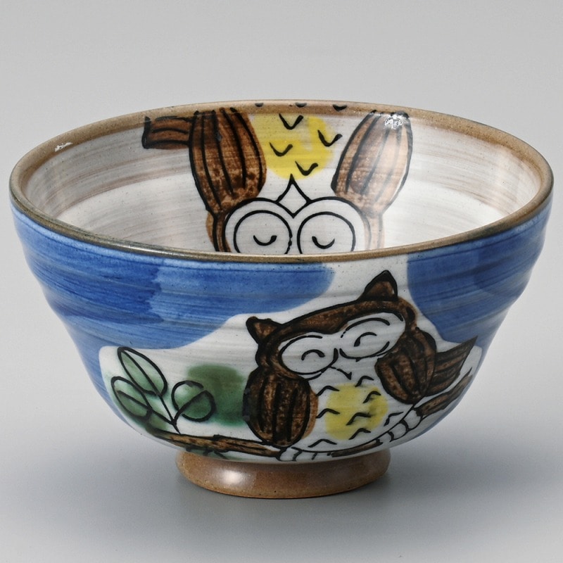 金正陶器 粉引ふくろう(青)茶碗 1個(ご注文単位1個)【直送品】
