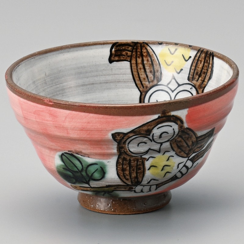 金正陶器 粉引ふくろう(赤)茶碗 1個(ご注文単位1個)【直送品】