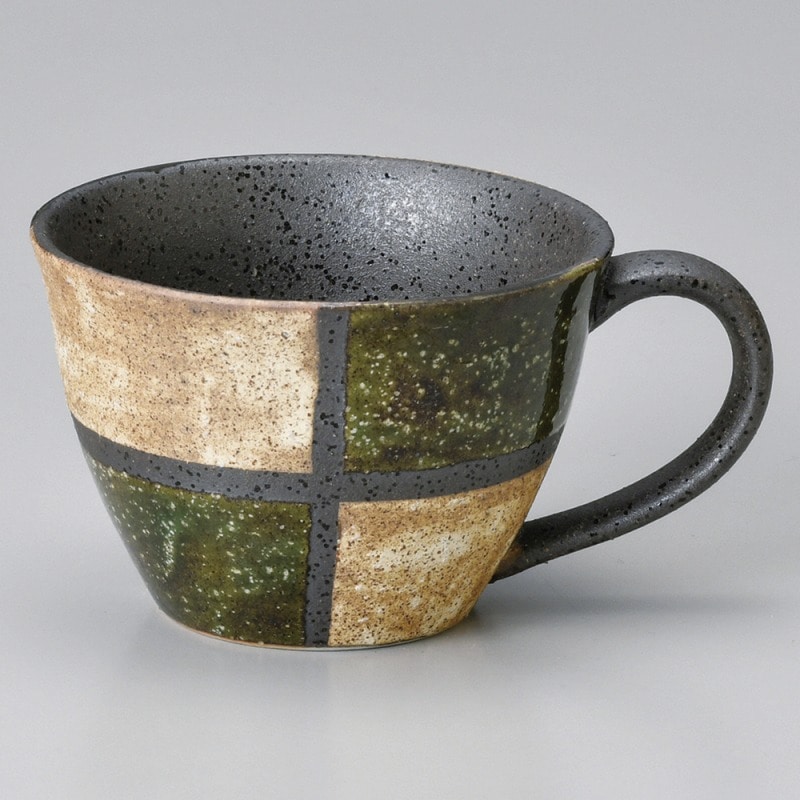 金正陶器 織部格子カフェマグ 1個(ご注文単位1個)【直送品】