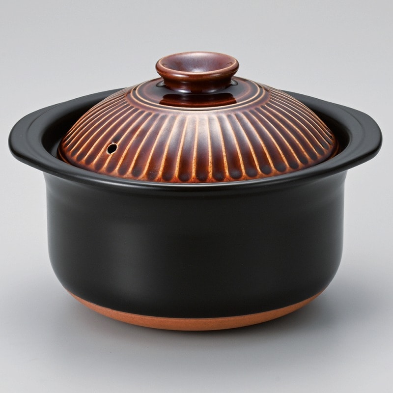 金正陶器 銀峯菊花アメ釉ご飯鍋2合炊 1個(ご注文単位1個)【直送品】