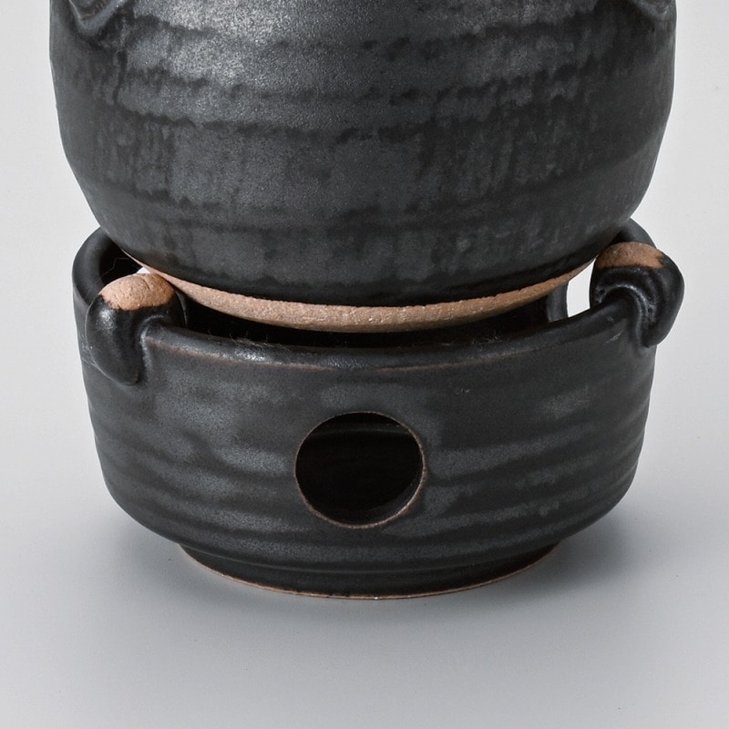 金正陶器 黒釉耐熱コンロ(中) 1個(ご注文単位1個)【直送品】