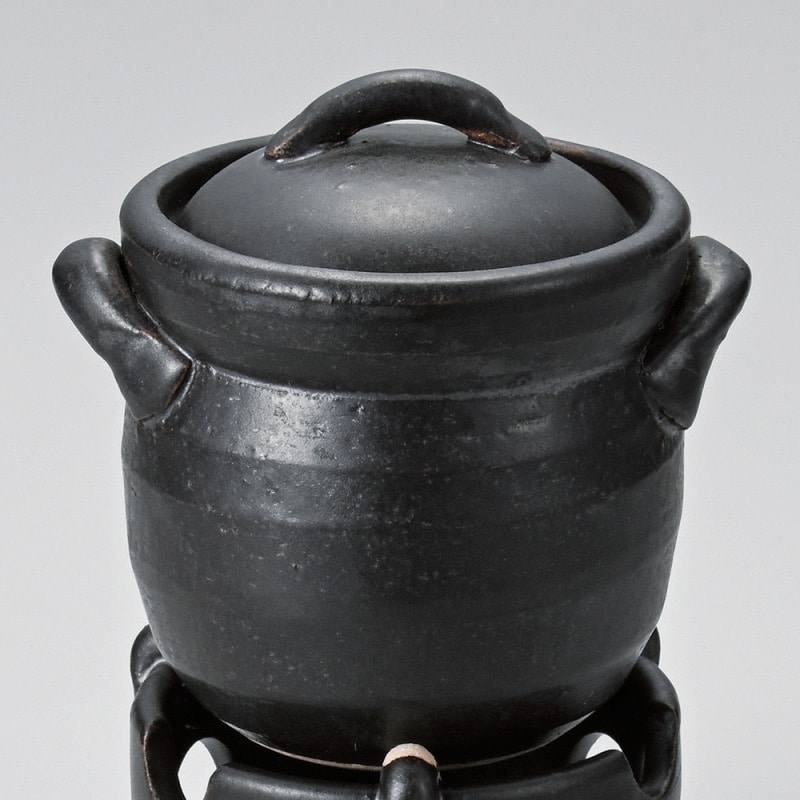 金正陶器 黒釉ミニご飯釜(0.5合炊) 1個(ご注文単位1個)【直送品】