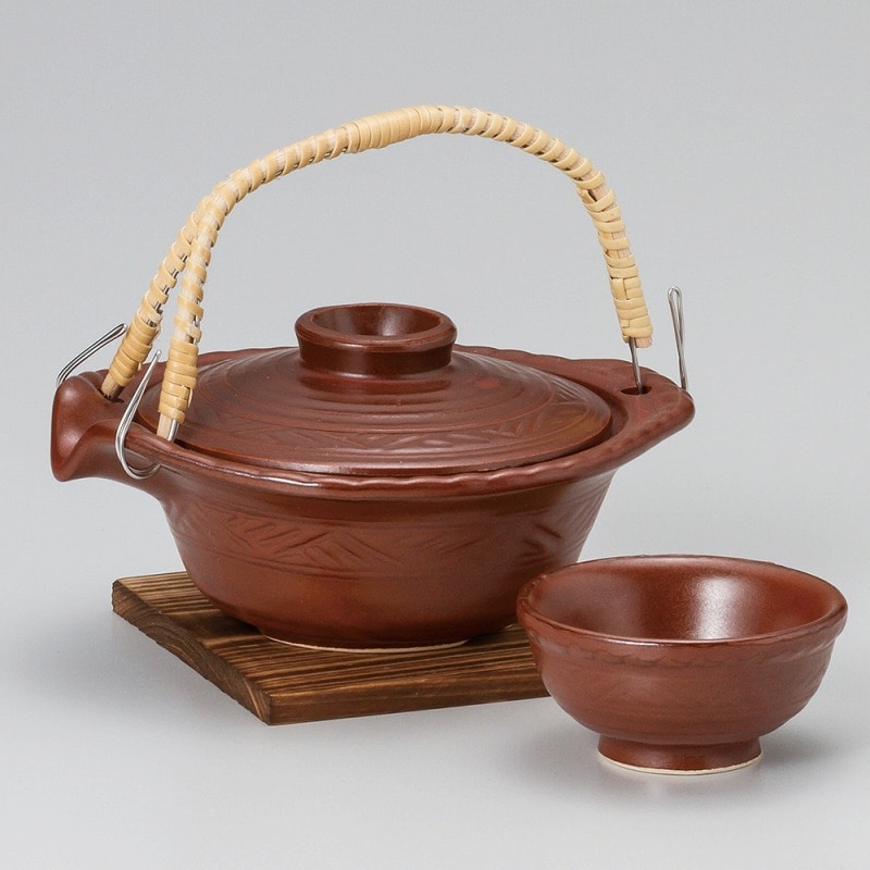金正陶器 鉄赤平形土瓶むし 1個（ご注文単位1個）【直送品】