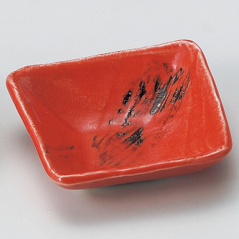 金正陶器 紅スクエア小皿 1個(ご注文単位1個)【直送品】