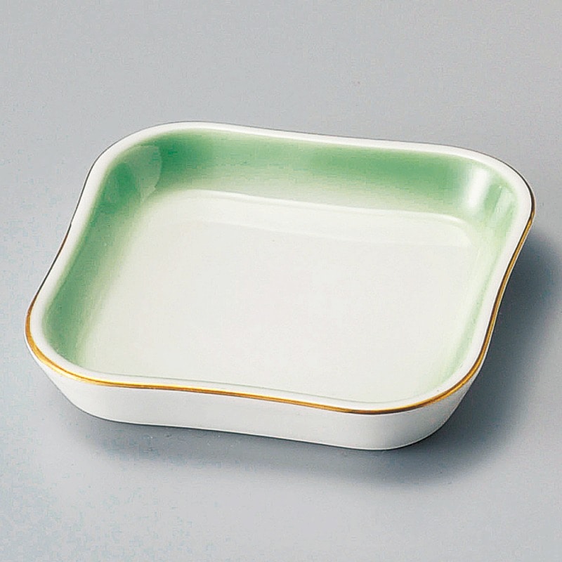 金正陶器 ヒワ吹渕金正角皿 1個（ご注文単位1個）【直送品】