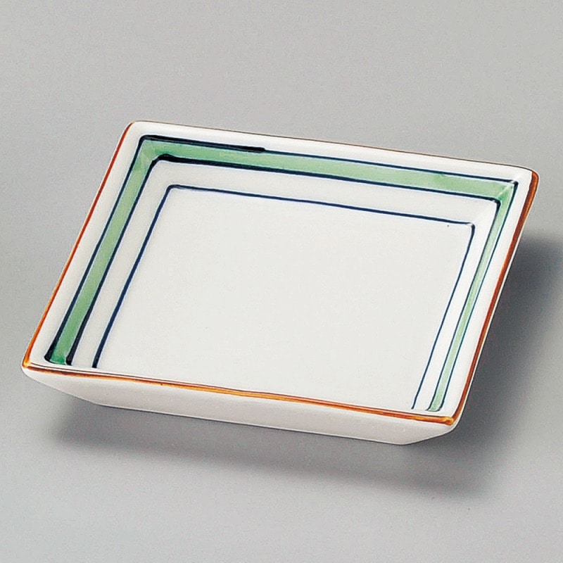 金正陶器 渕グリーン角皿 1個（ご注文単位1個）【直送品】