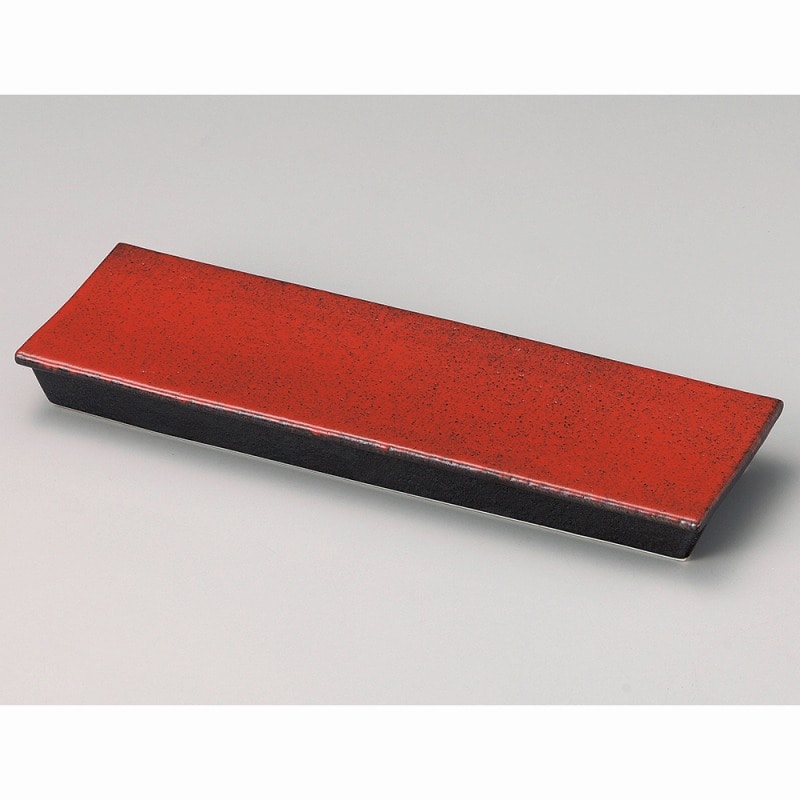 金正陶器 紅黒炭レール皿（中） 1個（ご注文単位1個）【直送品】