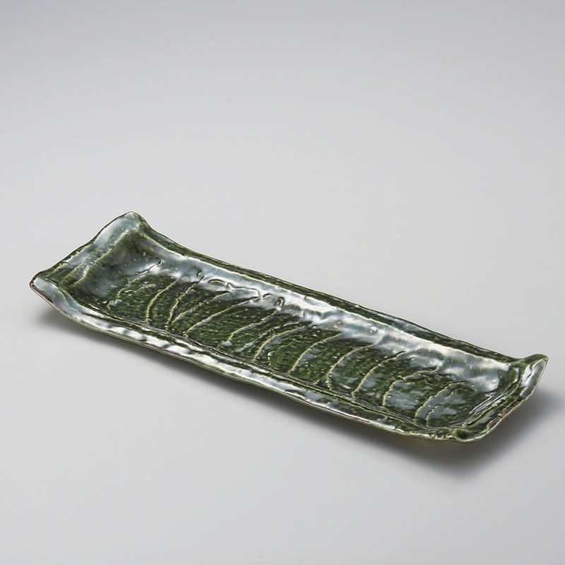 金正陶器 織部ガタ彫長大皿 1個(ご注文単位1個)【直送品】
