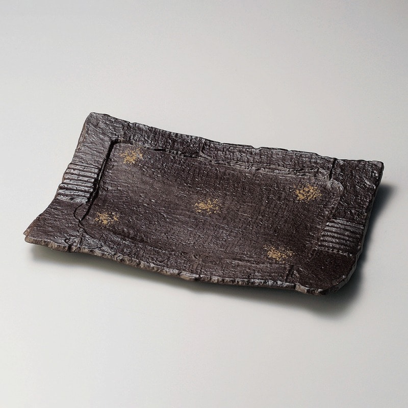 金正陶器 炭化土砂目長角13.0盛皿 1個(ご注文単位1個)【直送品】