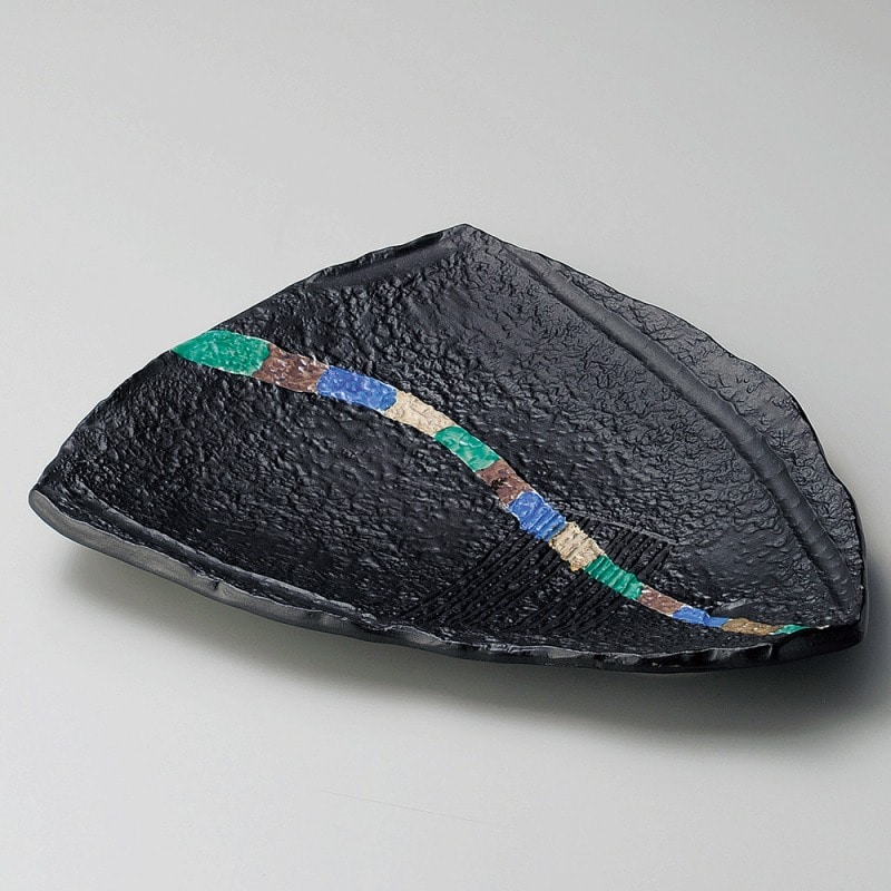 金正陶器 織部三彩ライン大盛皿 1個(ご注文単位1個)【直送品】