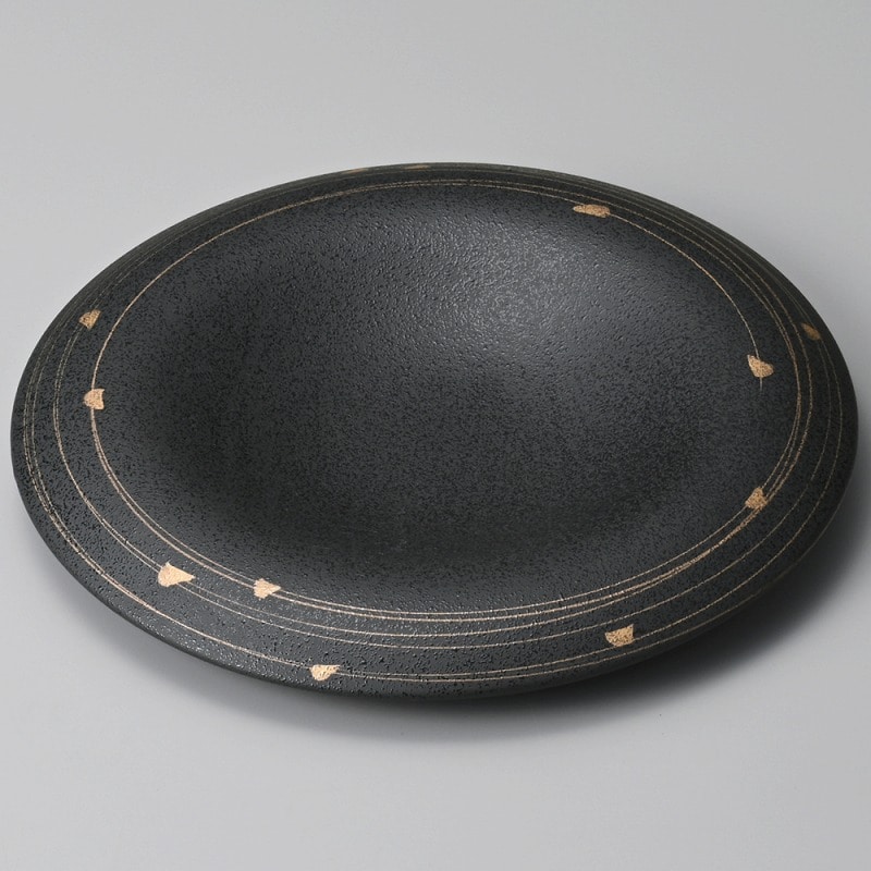 金正陶器 金渦斑点黒クレータープレート 1個(ご注文単位1個)【直送品】