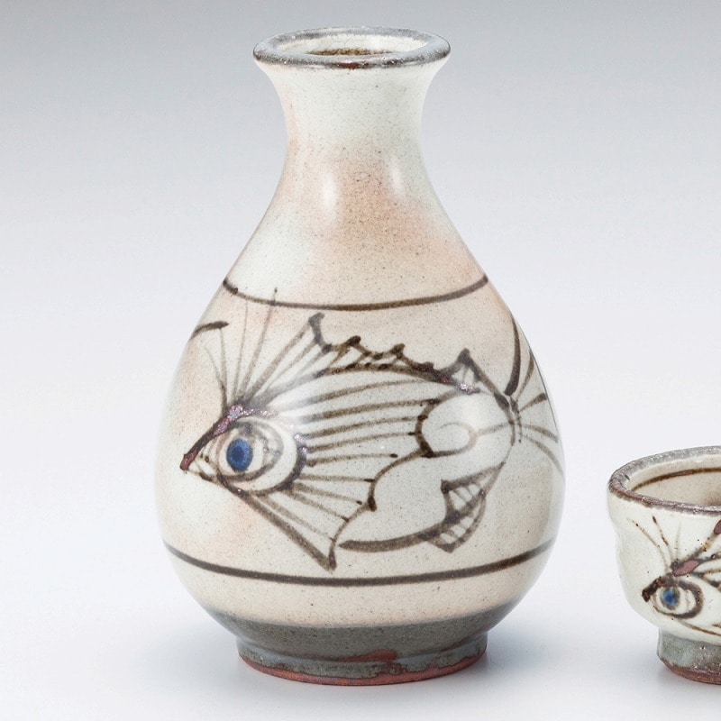 金正陶器 粉引唐草魚紋2号徳利 1個(ご注文単位1個)【直送品】