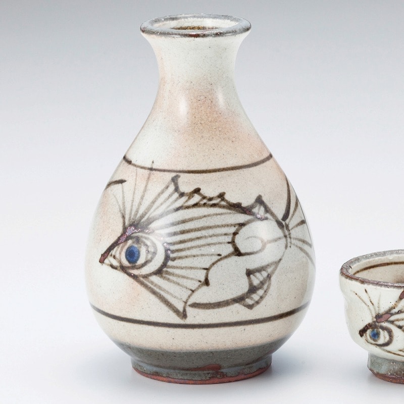 金正陶器 粉引唐草魚紋1号徳利 1個(ご注文単位1個)【直送品】