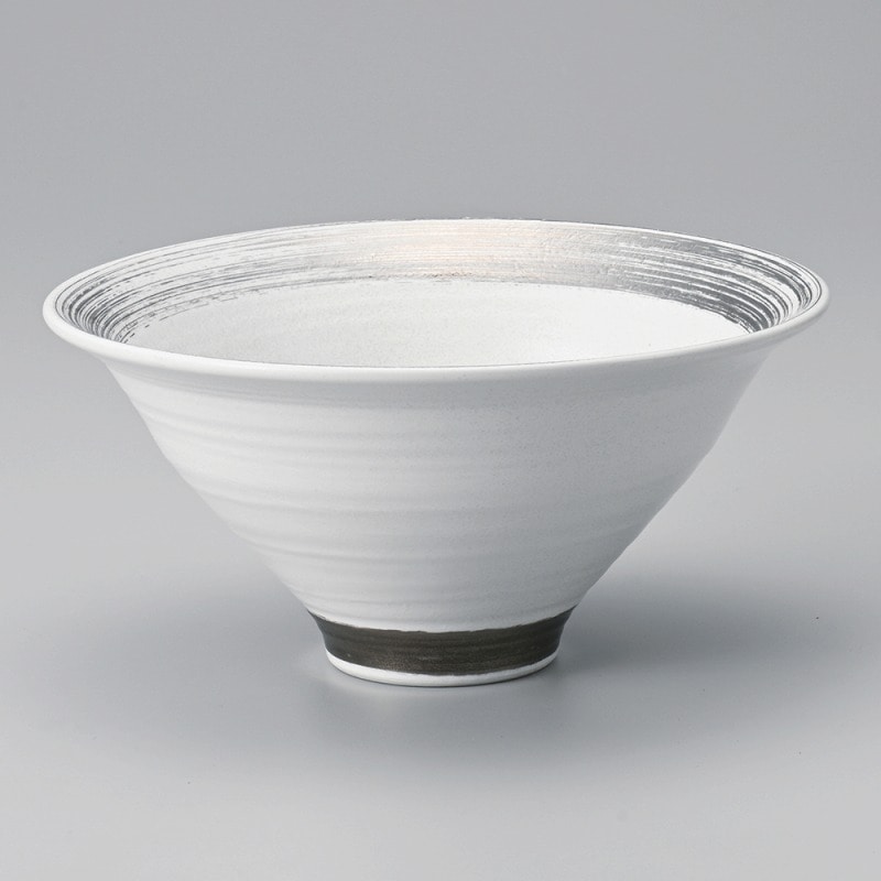 金正陶器 プラチナ刷毛巻白反り丼 1個(ご注文単位1個)【直送品】