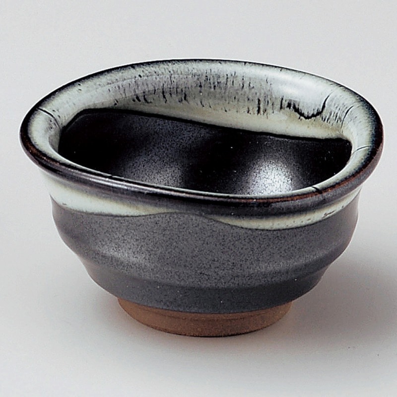 金正陶器 黒流し三角小付 1個(ご注文単位1個)【直送品】