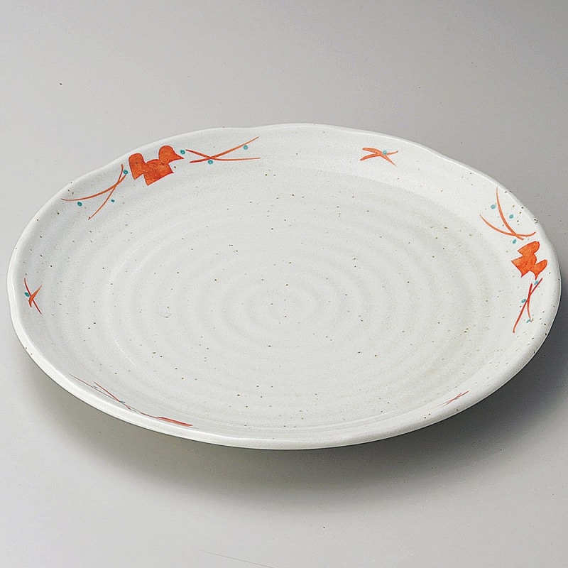金正陶器 赤絵三ツ葉尺皿 1個(ご注文単位1個)【直送品】