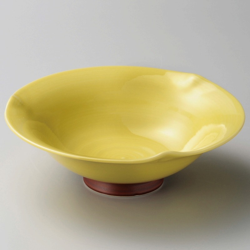 金正陶器 黄釉高台三ツ押7.0鉢 1個(ご注文単位1個)【直送品】