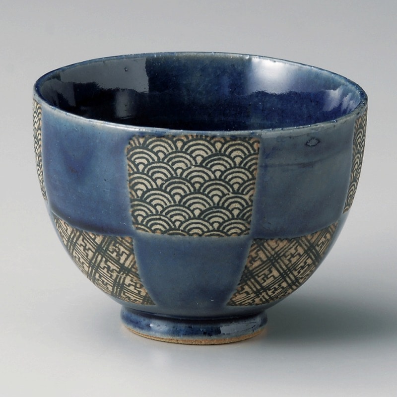 金正陶器 藍市松青海波姫丼(大) 1個(ご注文単位1個)【直送品】